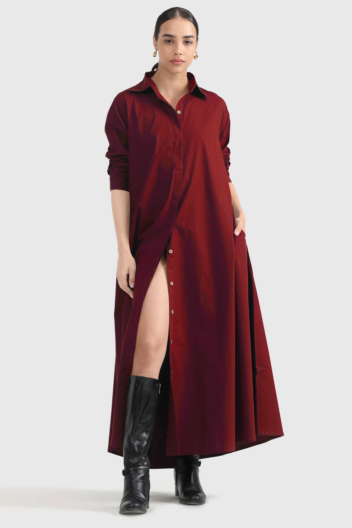 Massimo Shirt Dress - Royal Maroon