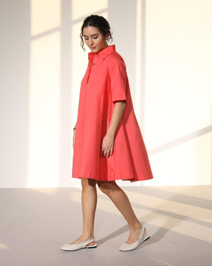 Zoe Circular Tunic Dress - Pretty pink