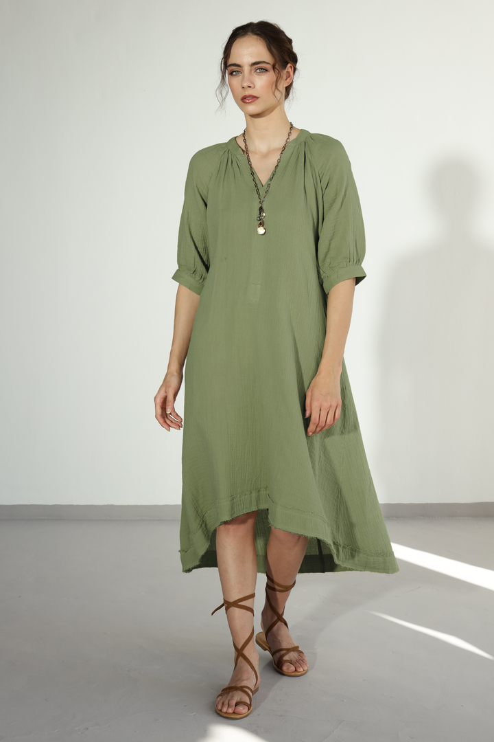 Ocean Gauze Dress - Fern Green 2