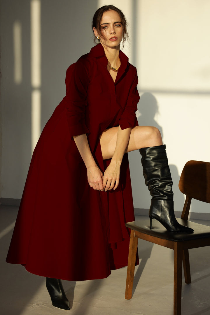 Massimo Shirt Dress - Royal Maroon