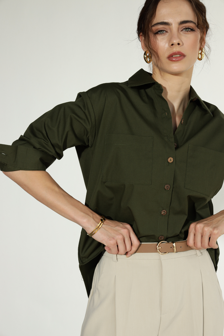 Valentino Formal Shirt  (Oversized) - Millitary Green