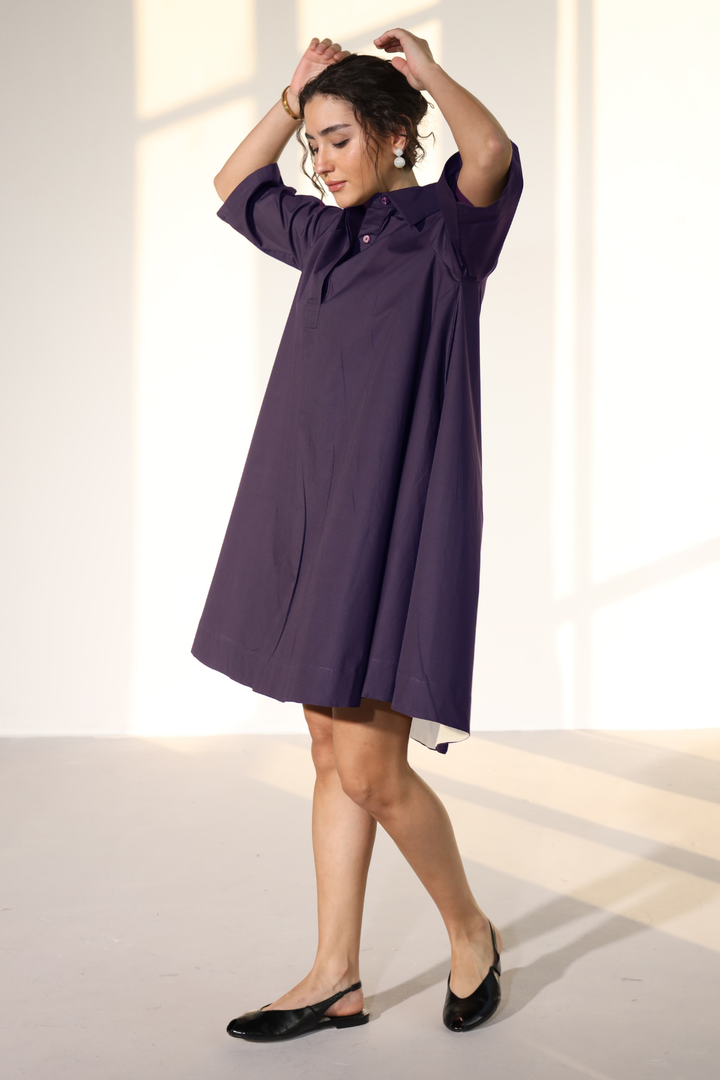 Zoe Circular Tunic Dress - Egg Plant