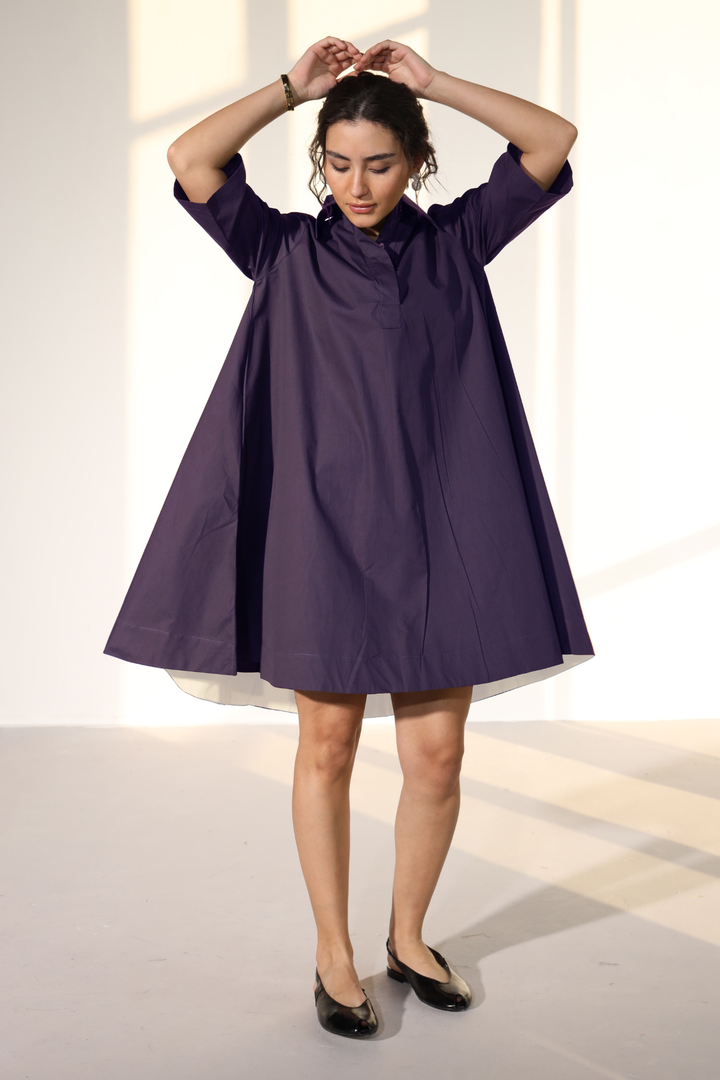 Zoe Circular Tunic Dress - Egg Plant
