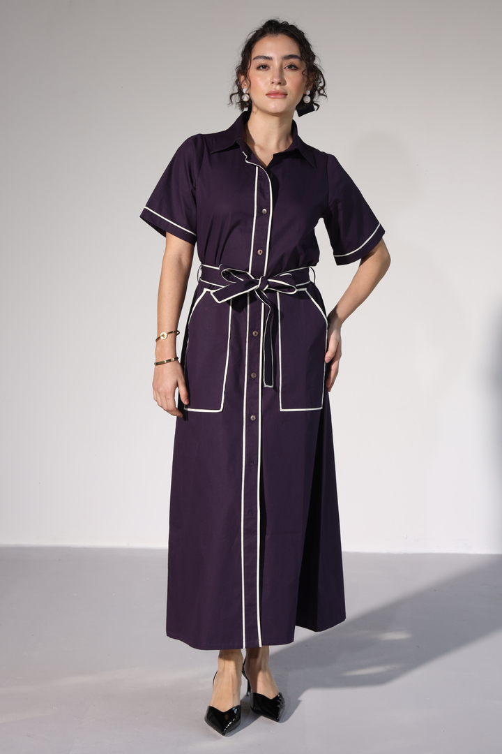 LongLine Shirt Dress - Egg Plant