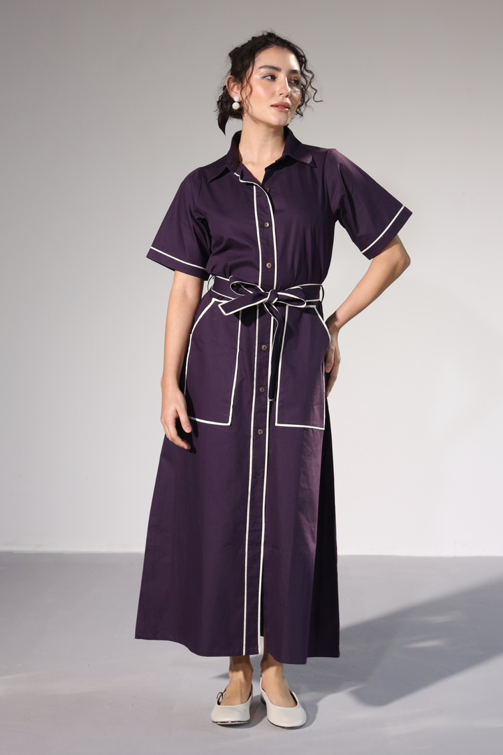 LongLine Shirt Dress - Egg Plant
