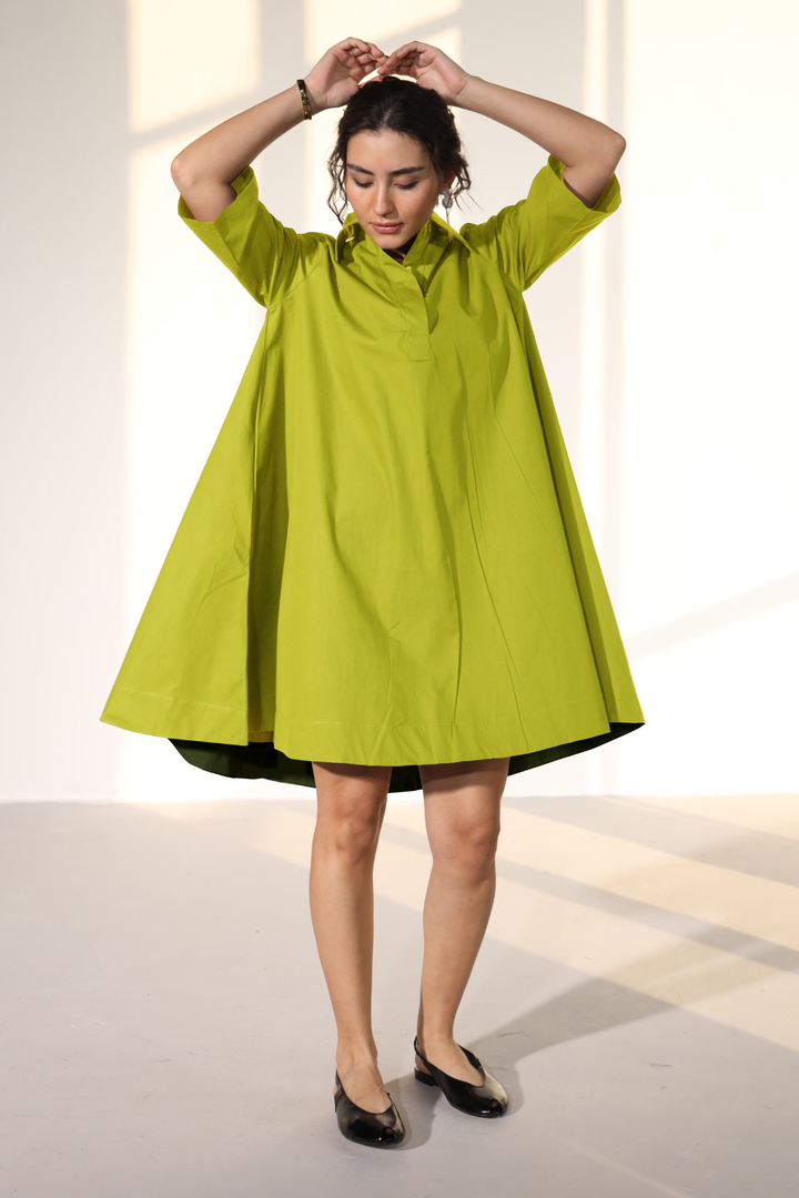 Zoe Circular Tunic Dress - LimeLight Green