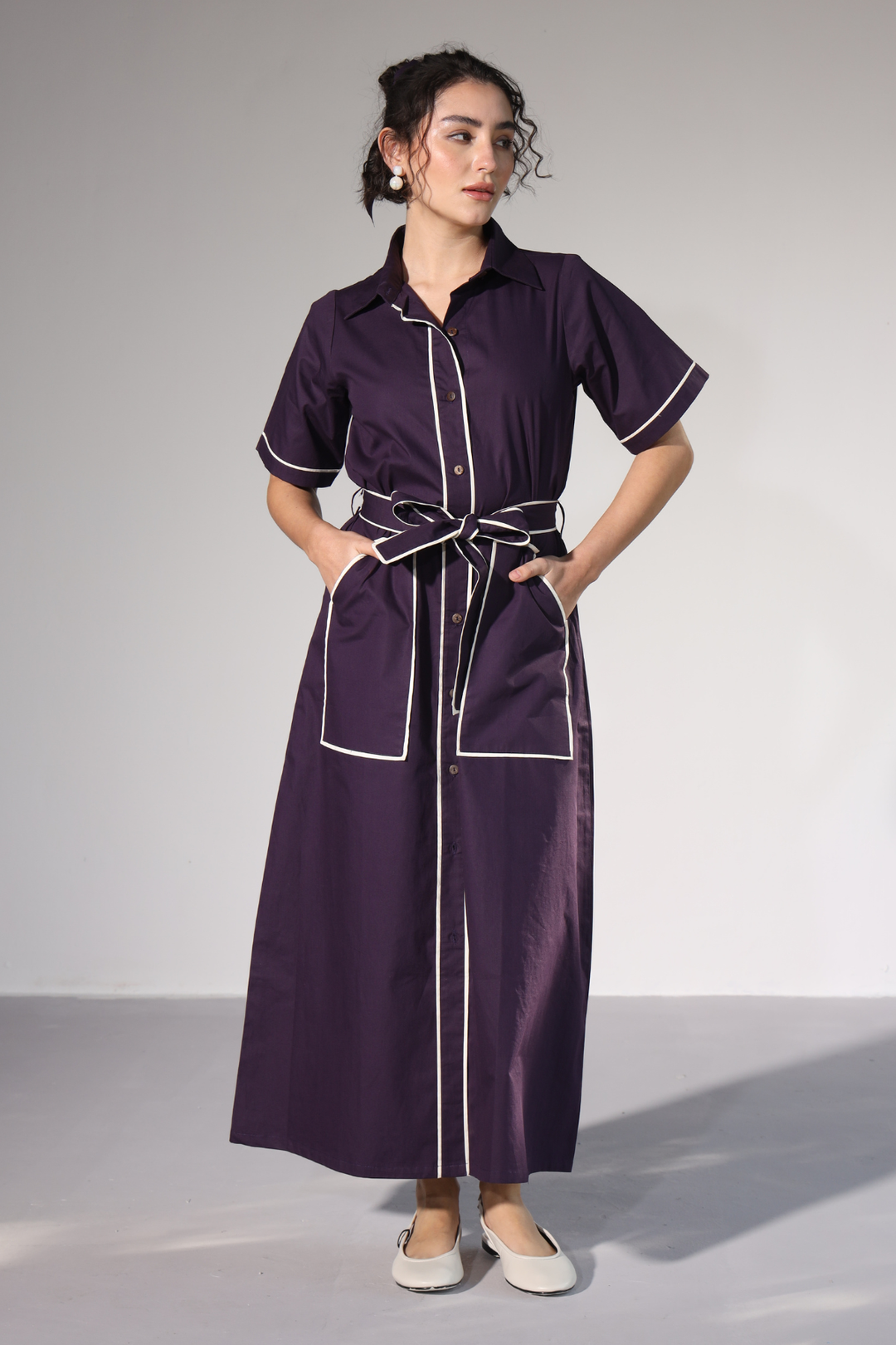 LongLine Shirt Dress - Egg Plant