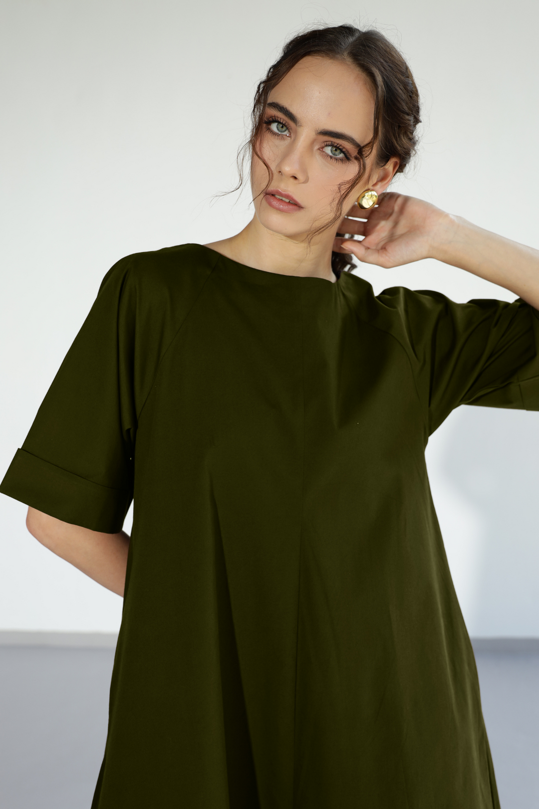 Amaxirose Flare Dress - Millitary Green