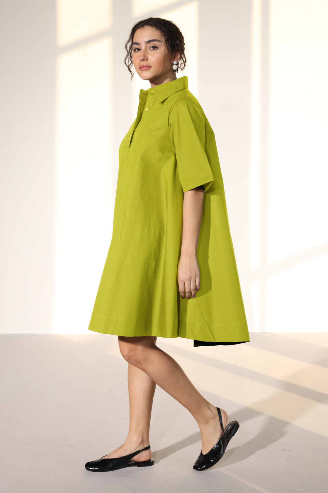 Zoe Circular Tunic Dress - LimeLight Green