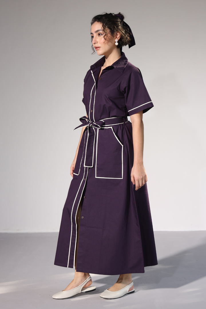 LongLine Shirt Dress - Egg Plant
