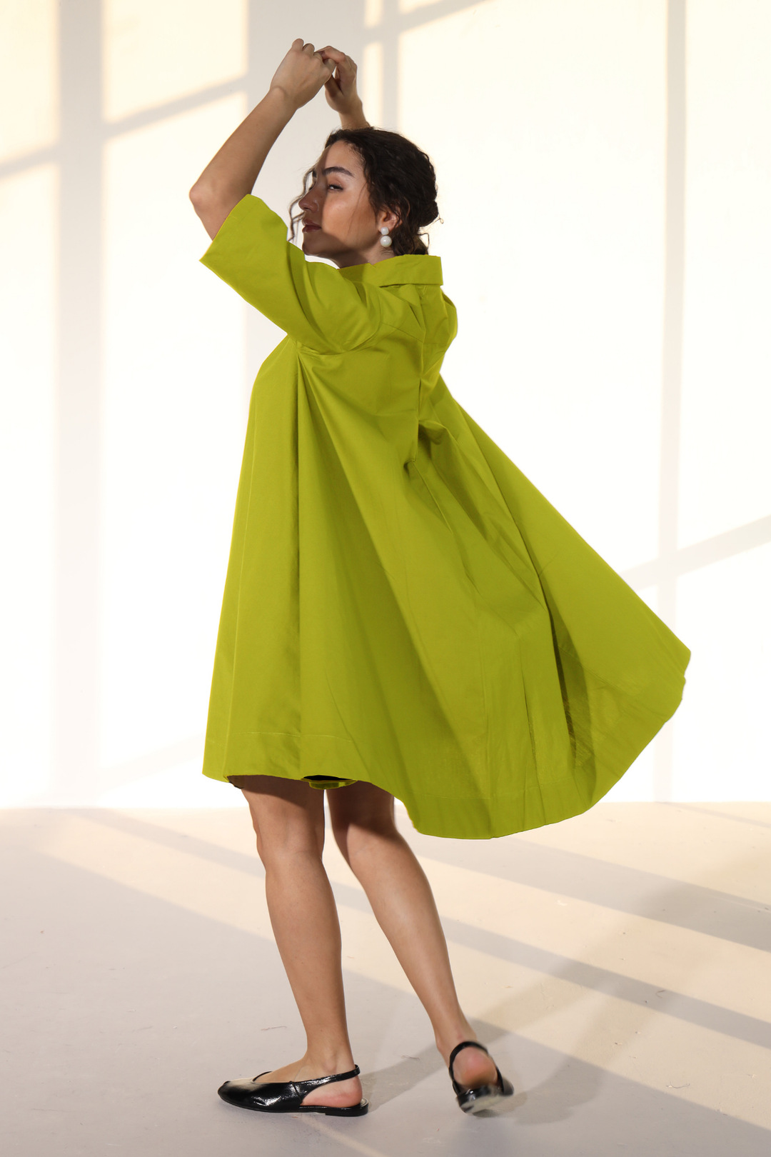 Zoe Circular Tunic Dress - LimeLight Green
