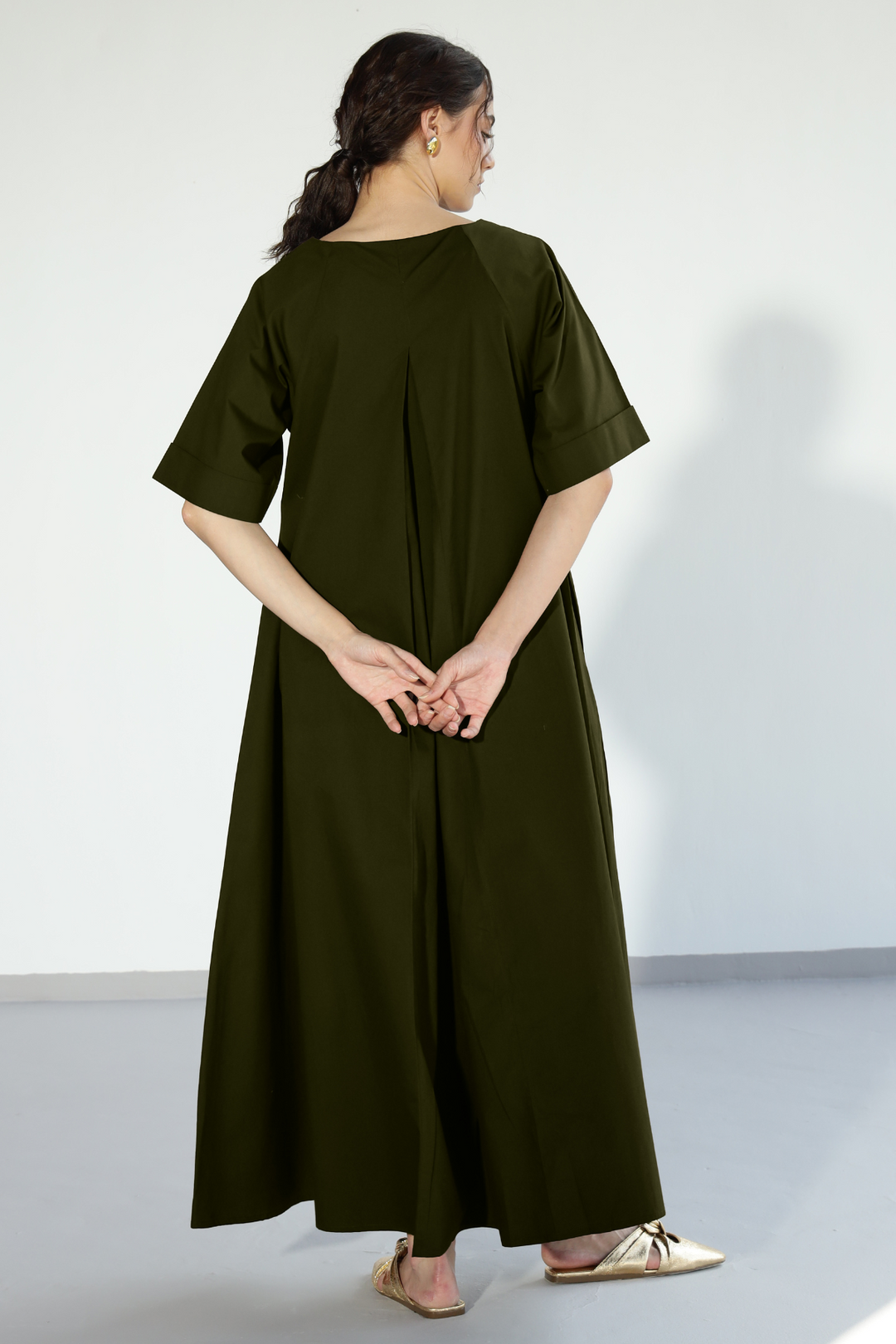 Amaxirose Flare Dress - Millitary Green