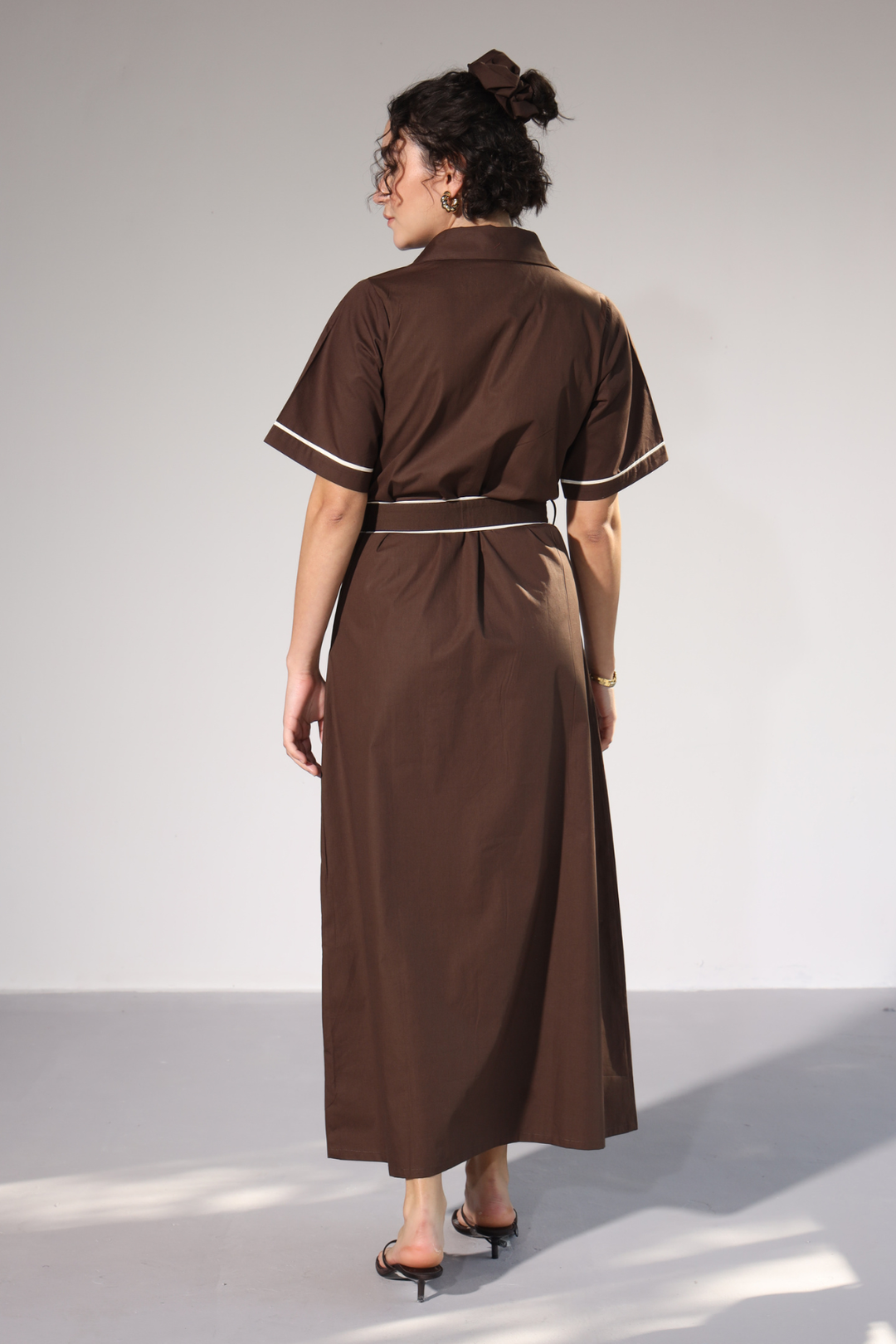 LongLine Shirt Dress - Cacao Brown