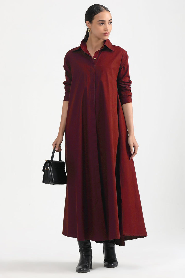 Massimo Shirt Dress - Royal Maroon
