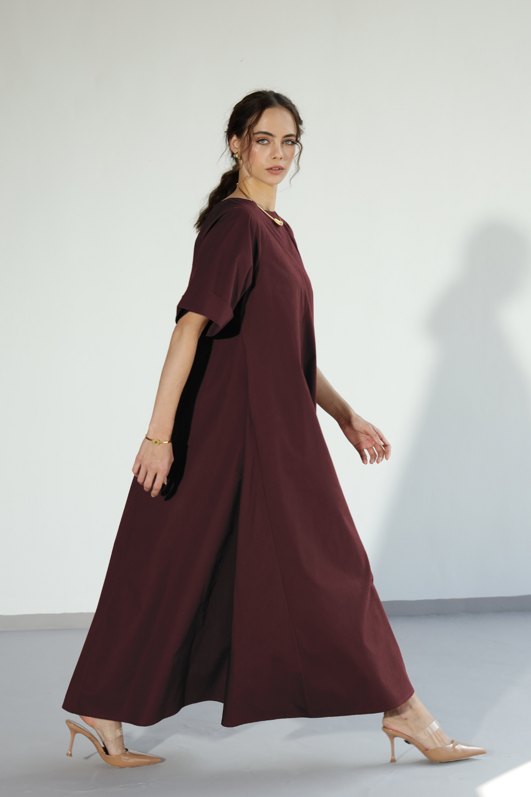 Amaxirose Flare Dress - Wine