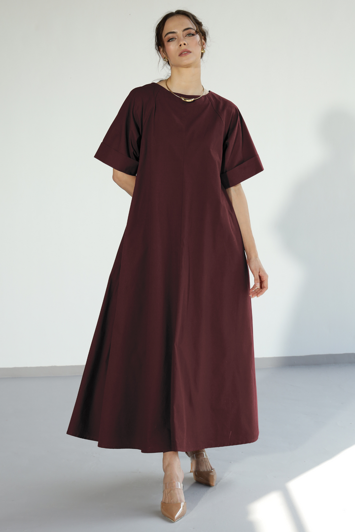 Amaxirose Flare Dress - Wine