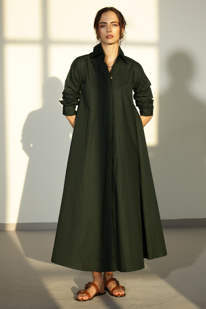 Massimo Shirt Dress - Olive Green
