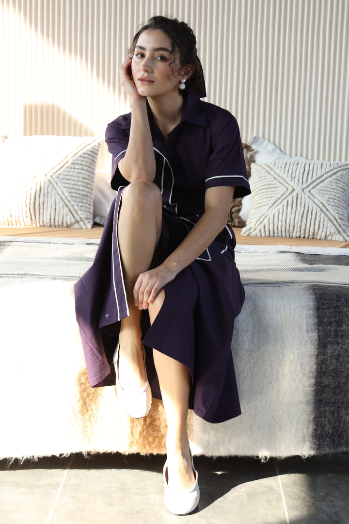 LongLine Shirt Dress - Egg Plant