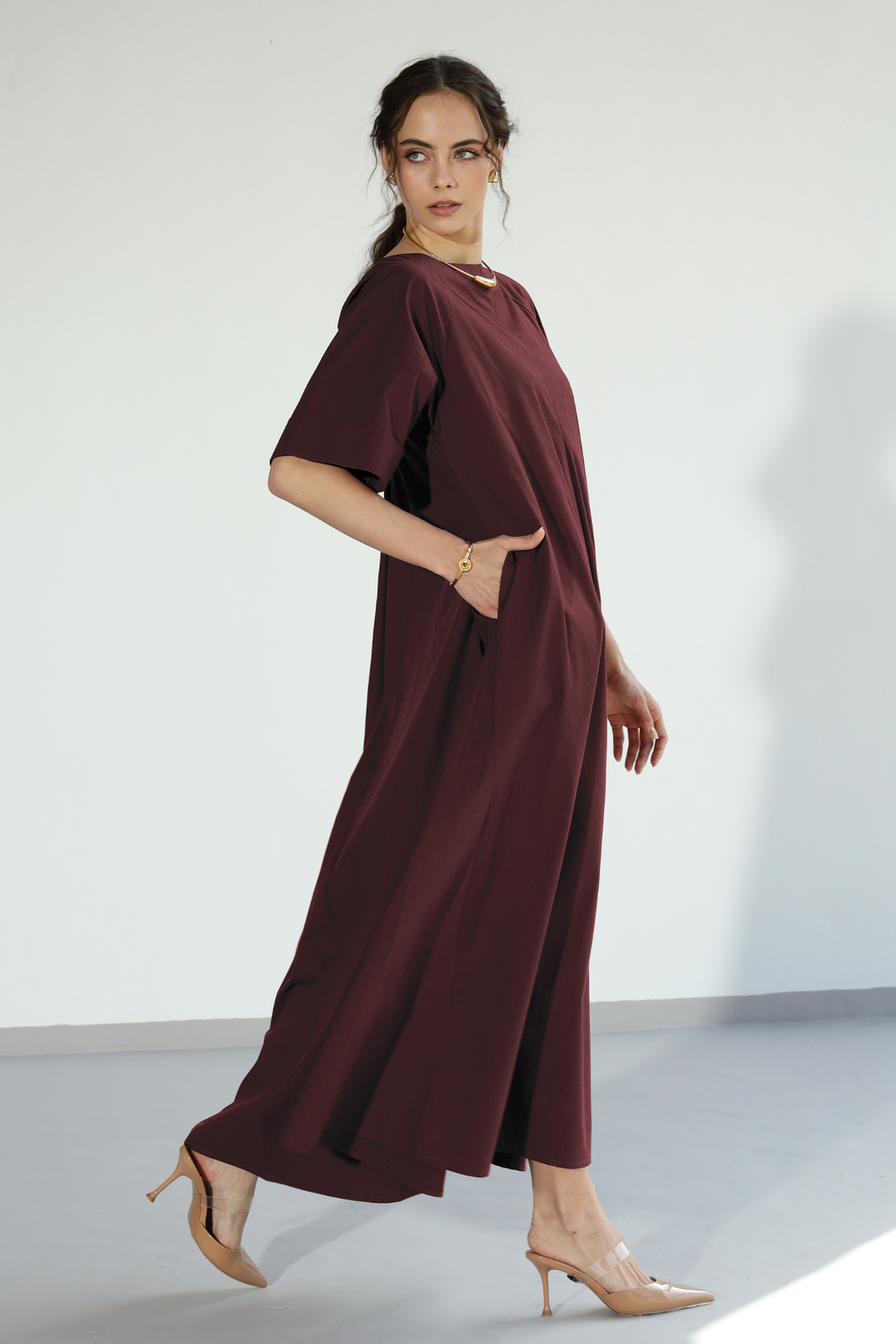 Amaxirose Flare Dress - Wine