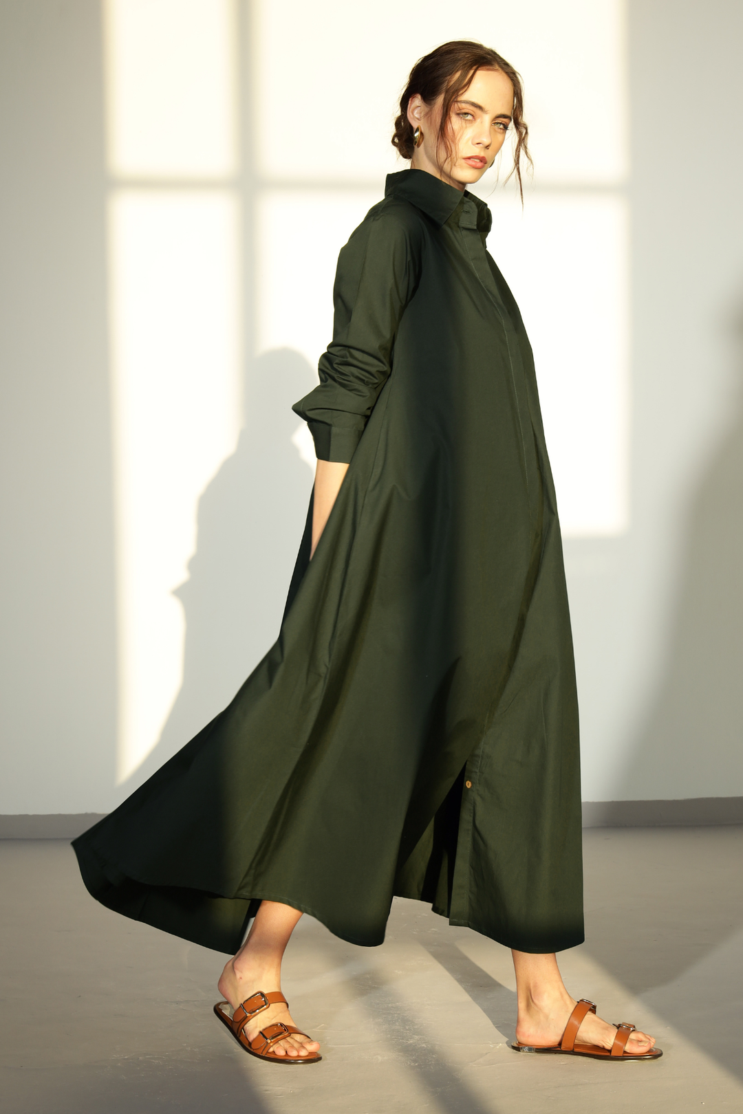 Massimo Shirt Dress - Olive Green