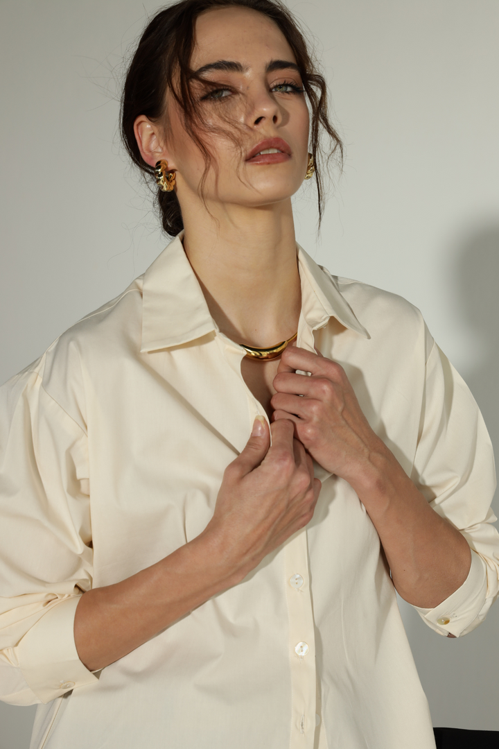Valentino Formal Shirt  (Oversized) - Warm Ivory