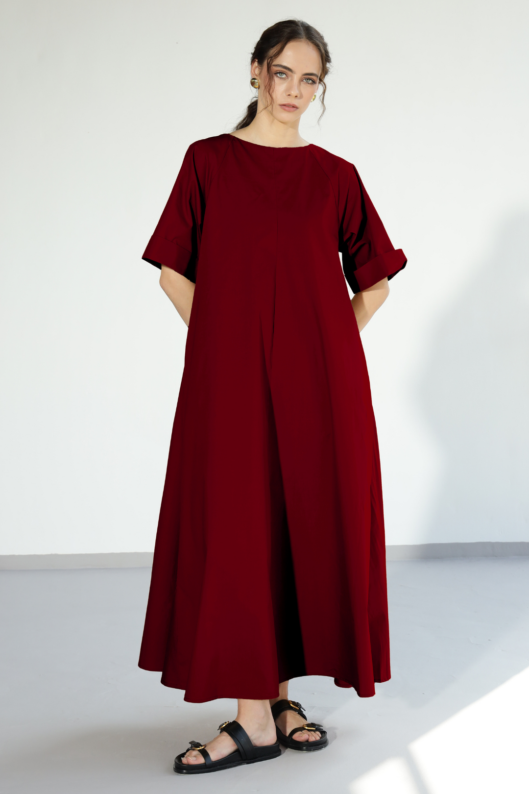 Amaxirose Flare Dress - Royal Mahroon