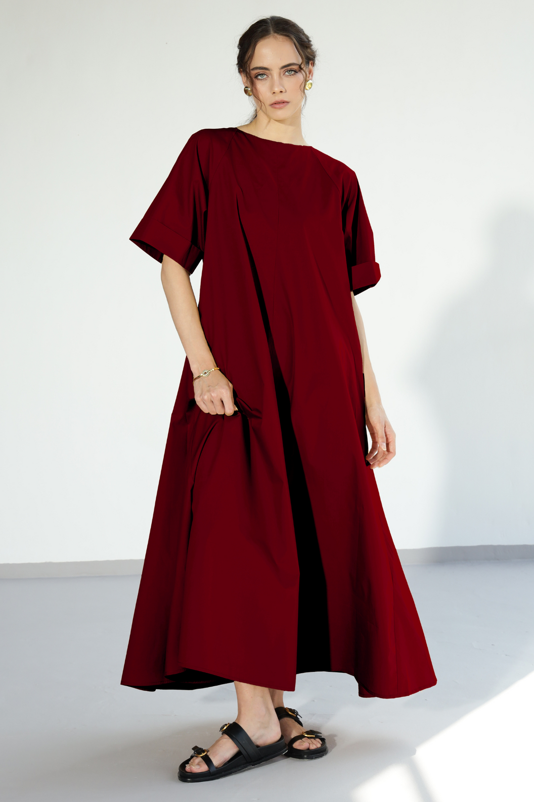 Amaxirose Flare Dress - Royal Mahroon