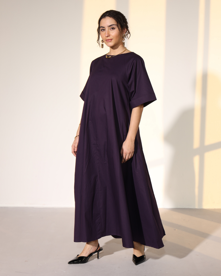 Amaxirose Flare Dress - Egg Plant