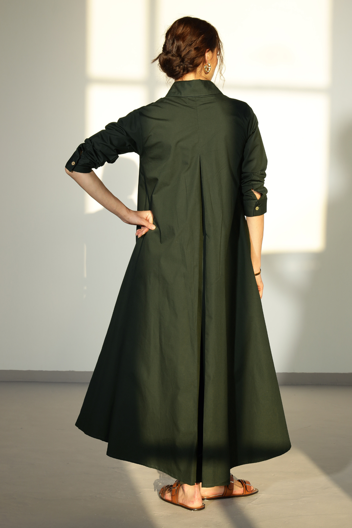 Massimo Shirt Dress - Olive Green