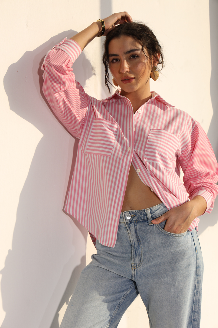Valentino Formal Shirt  (Oversized) - Cupids Pink