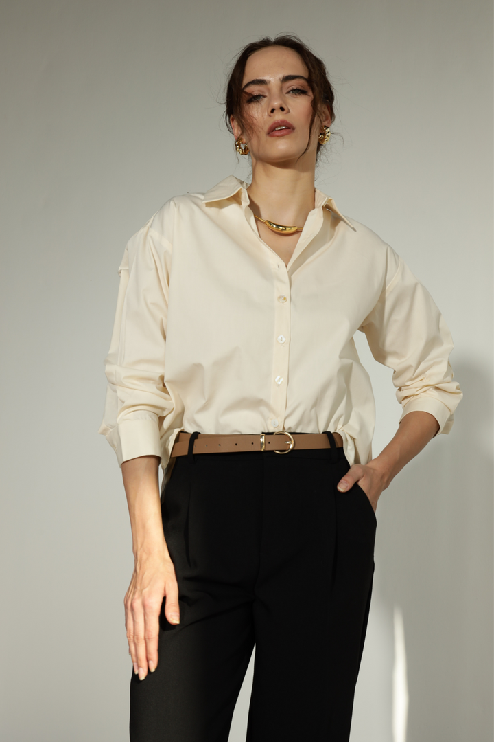 Valentino Formal Shirt  (Oversized) - Warm Ivory