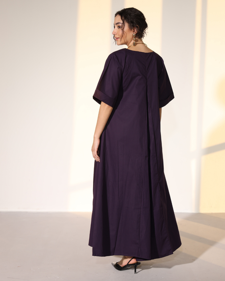 Amaxirose Flare Dress - Egg Plant