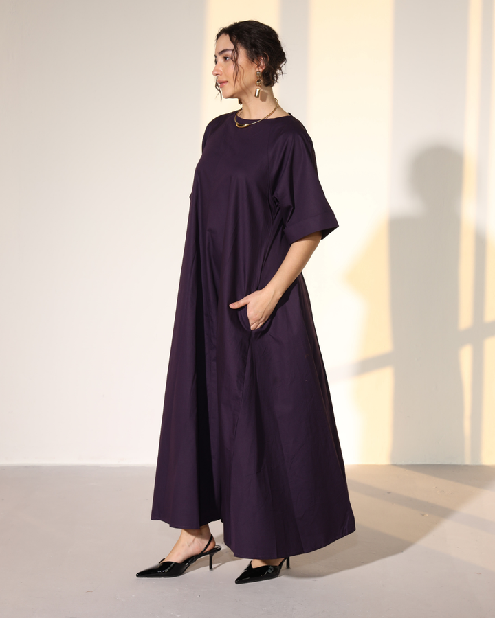 Amaxirose Flare Dress - Egg Plant