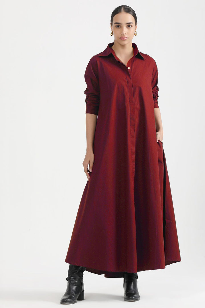 Massimo Shirt Dress - Royal Maroon