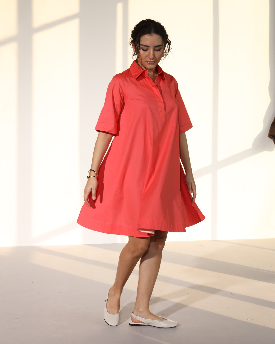 Zoe Circular Tunic Dress - Pretty pink
