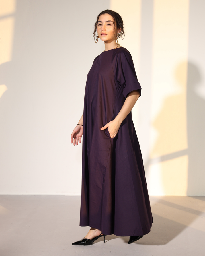 Amaxirose Flare Dress - Egg Plant