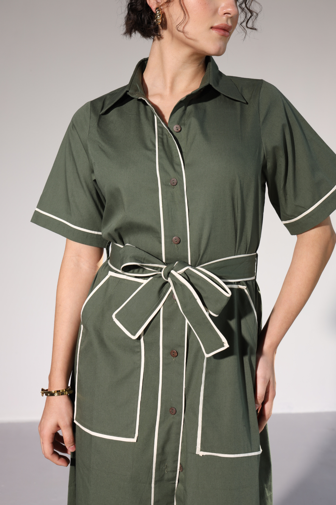LongLine Shirt Dress - Millitary Green