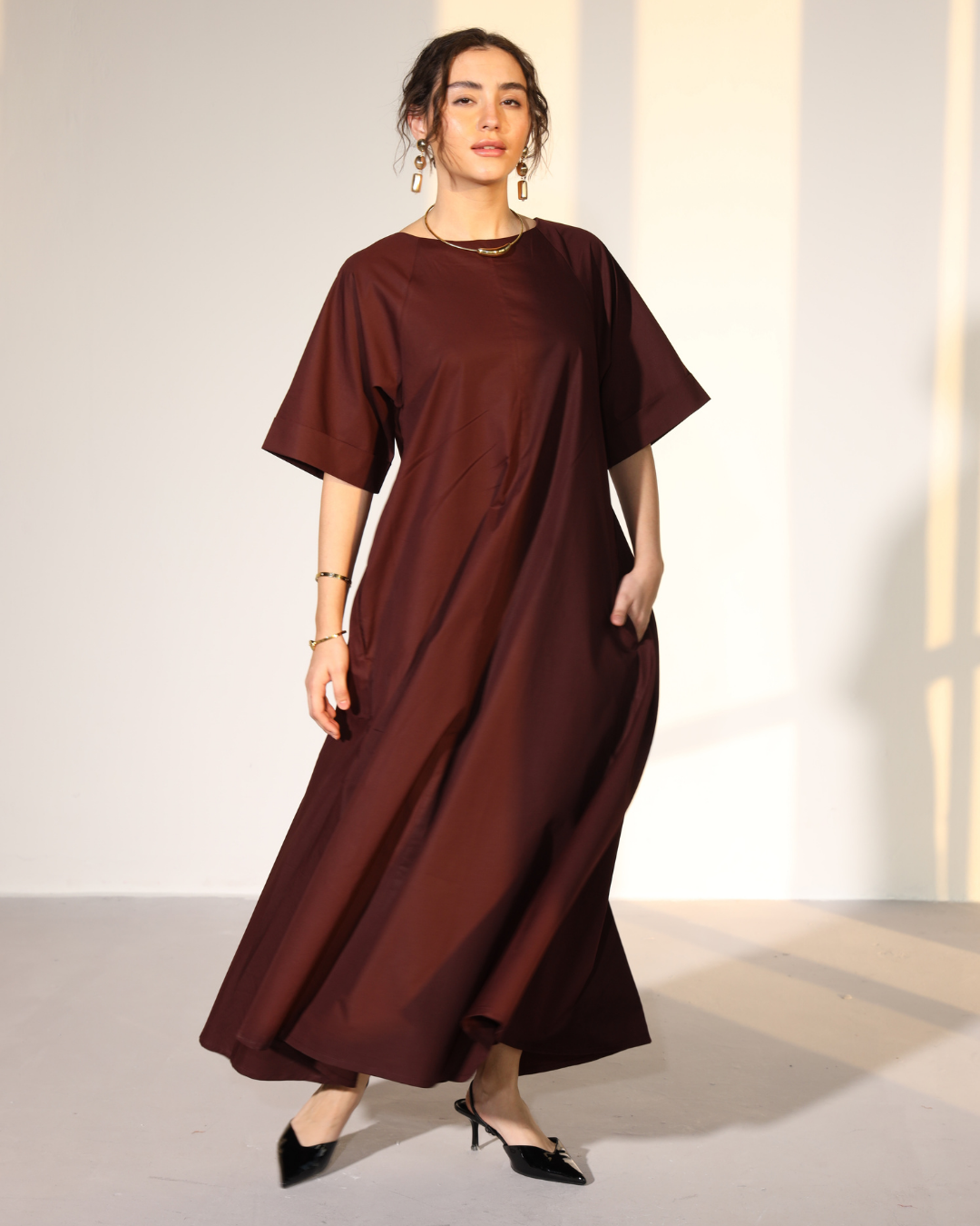 Amaxirose Flare Dress - Wine