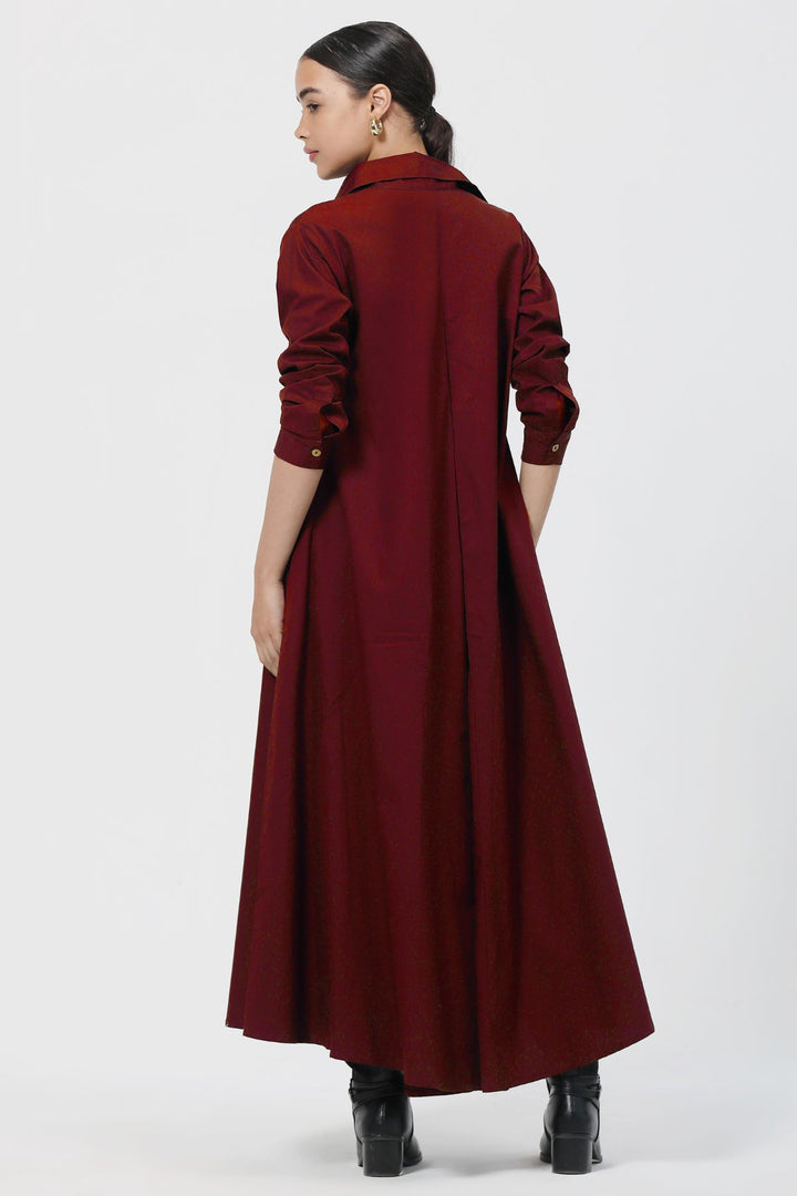 Massimo Shirt Dress - Royal Maroon