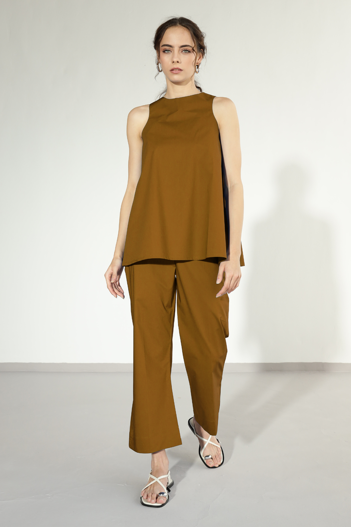 Anthro Pant Set - Golden Brown