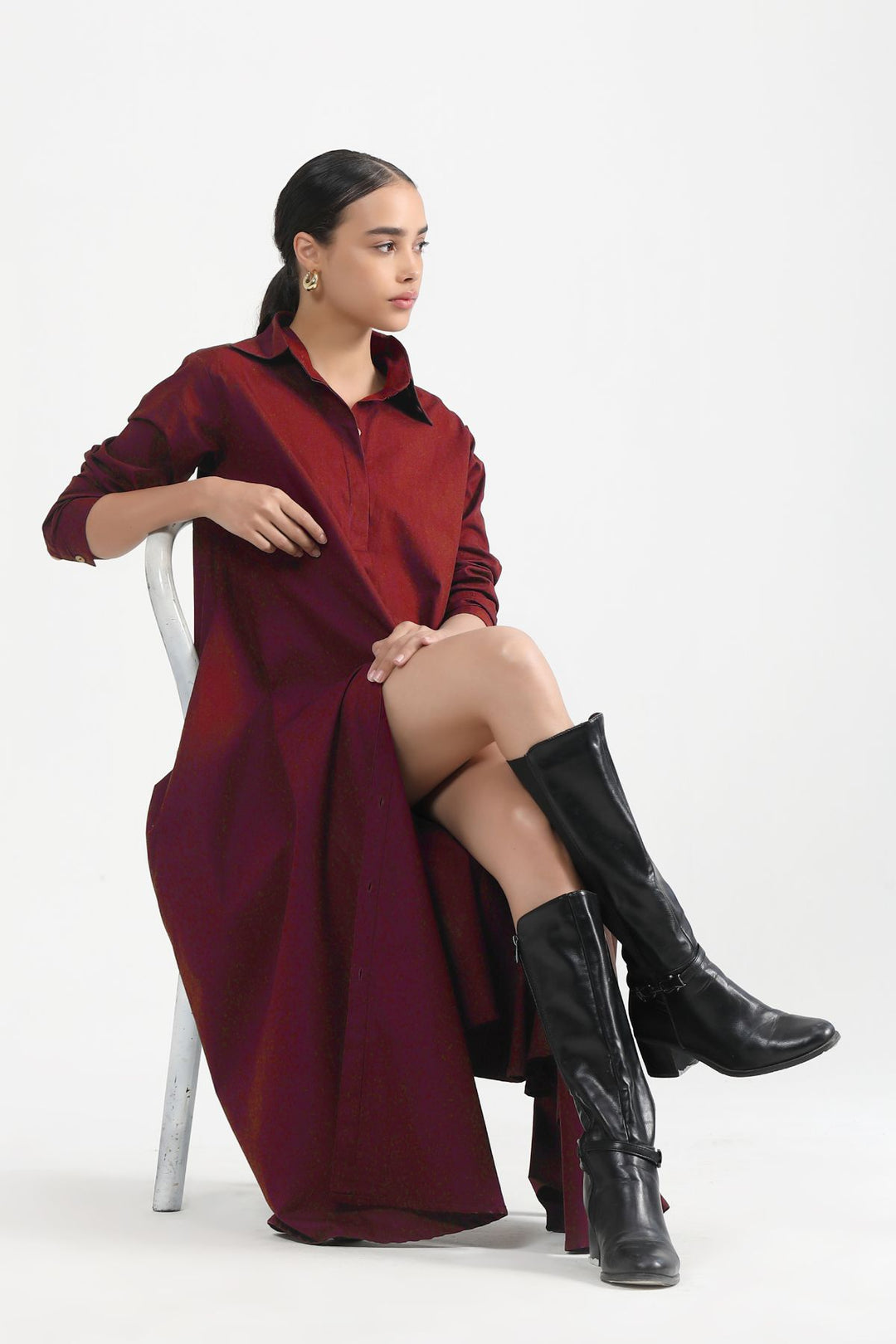 Massimo Shirt Dress - Royal Maroon