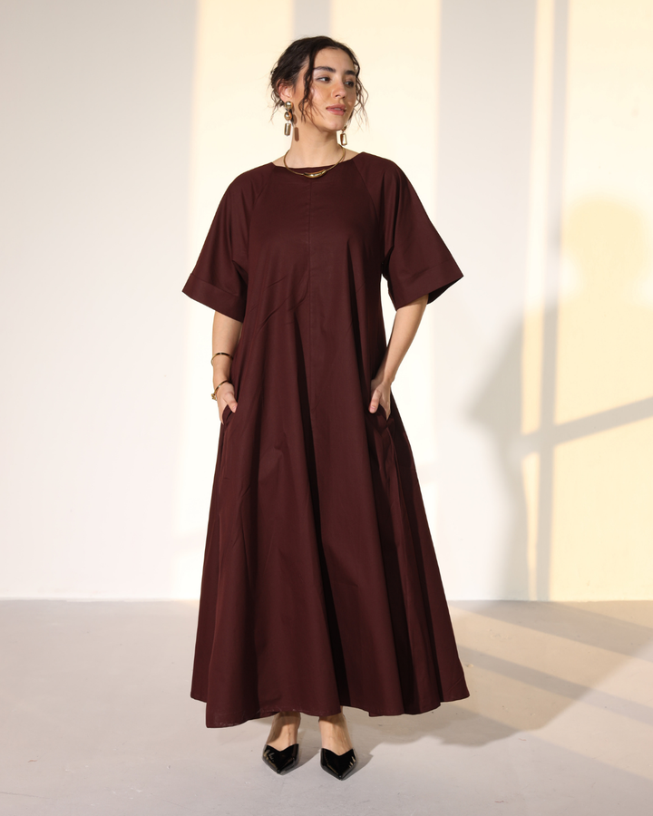 Amaxirose Flare Dress - Wine