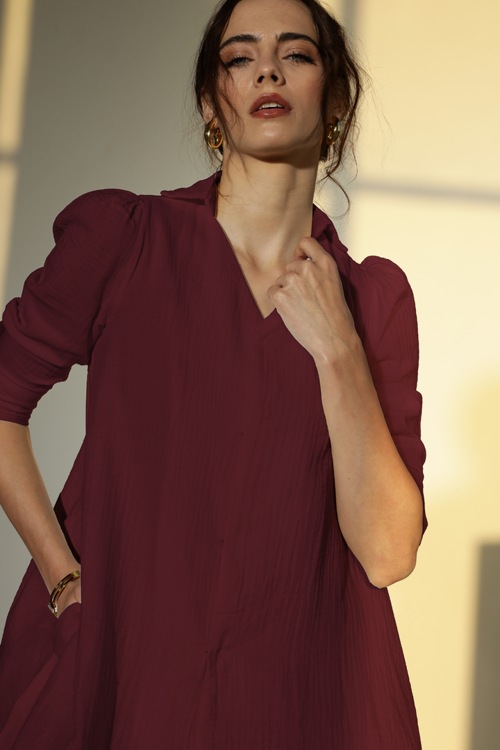 Nora Cotton Top - Wine