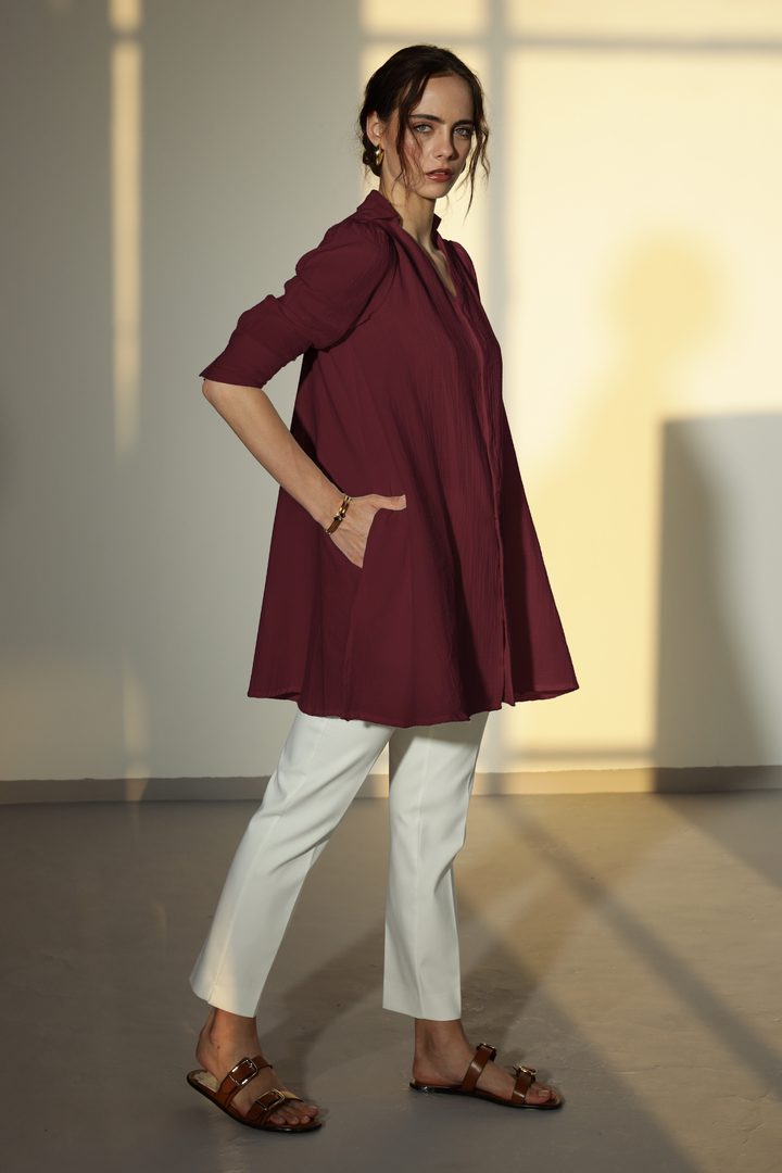 Nora Cotton Top - Wine