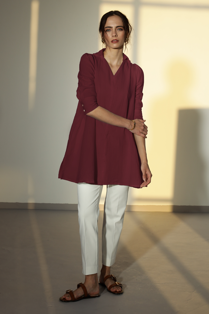 Nora Cotton Top - Wine