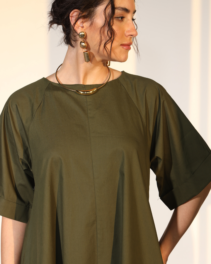 Amaxirose Flare Dress - Millitary Green