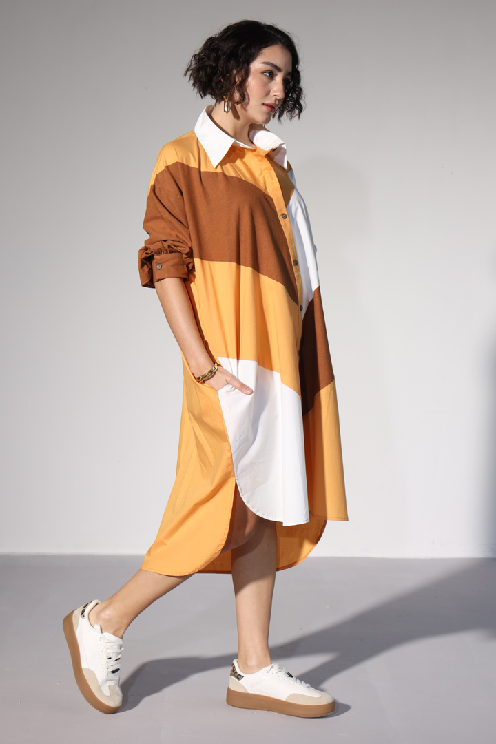 Lazy Sewciety Shirt Dress - Old Gold