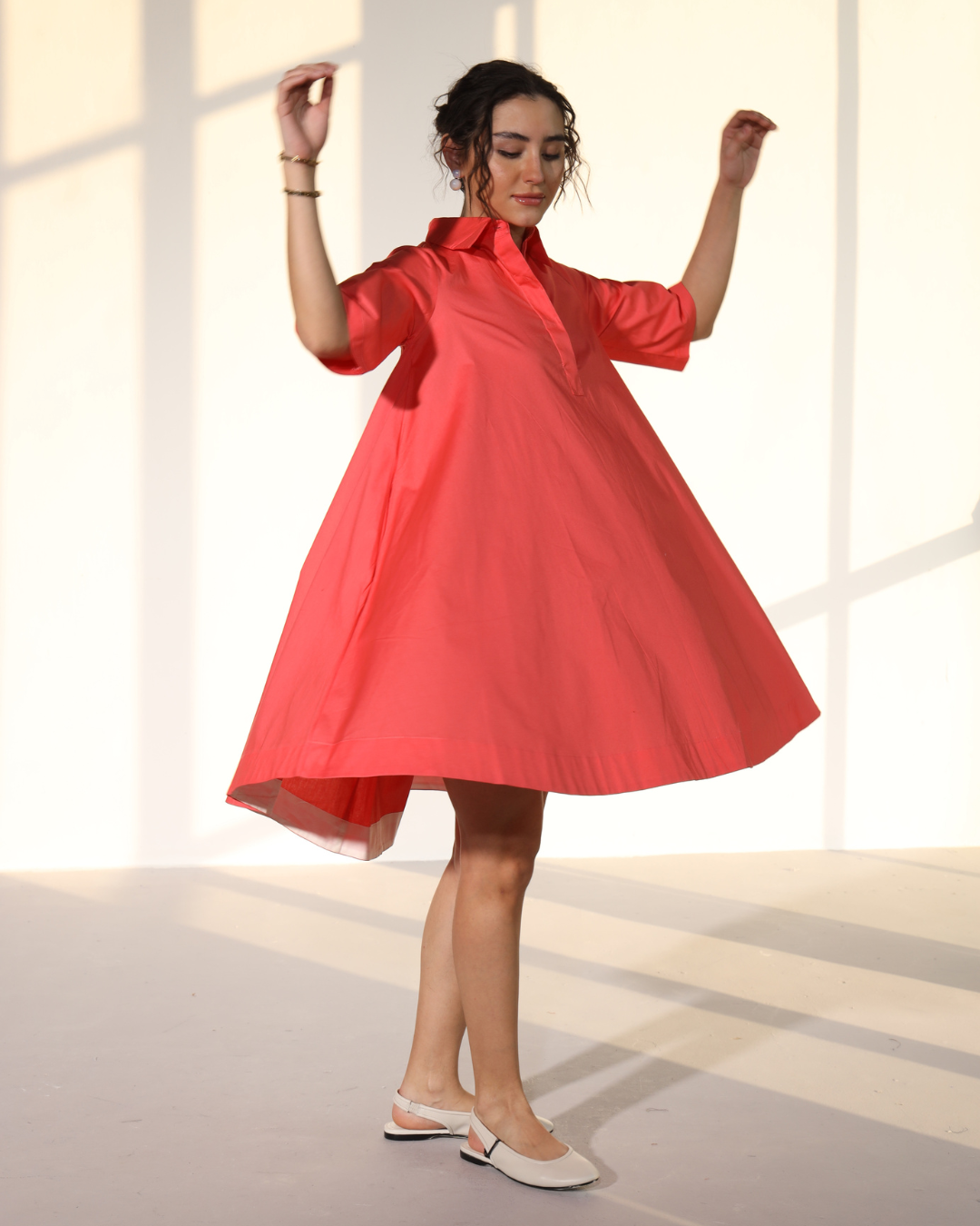 Zoe Circular Tunic Dress - Pretty pink