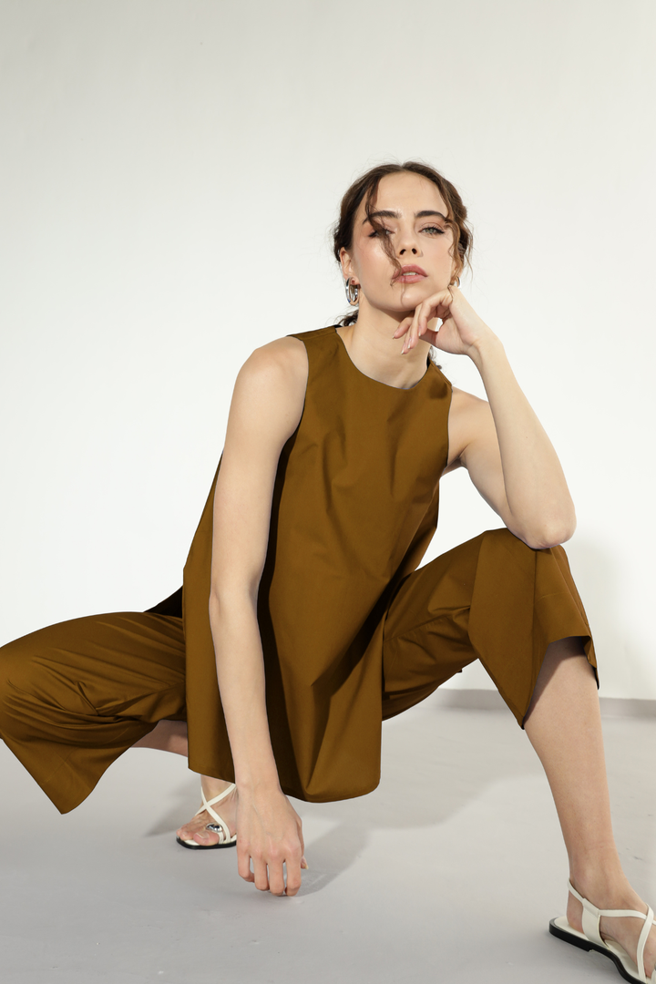 Anthro Pant Set - Golden Brown