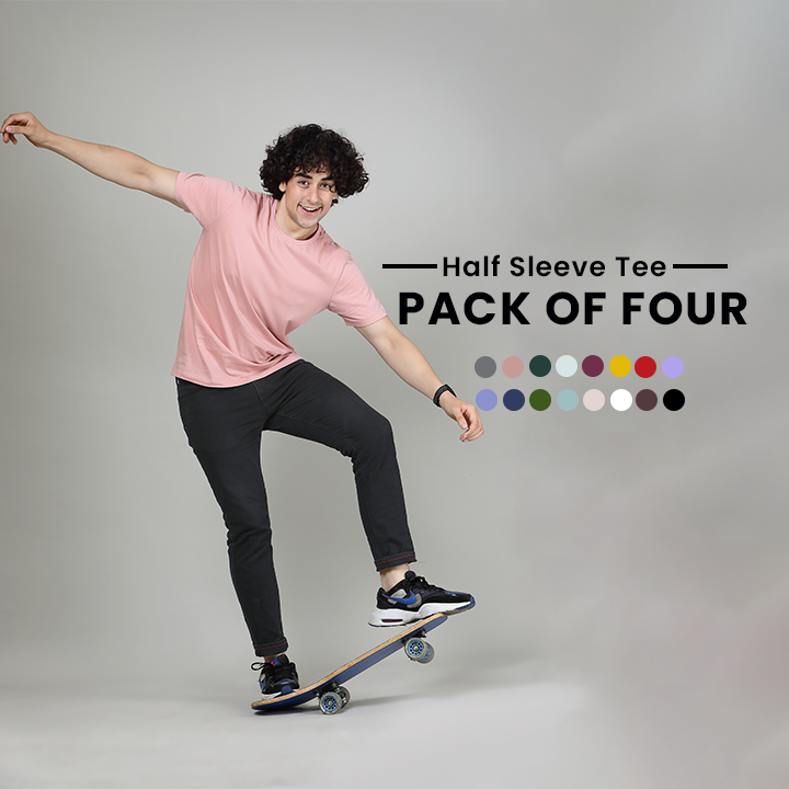 Pack of 4 Men Half Sleeve T-shirt